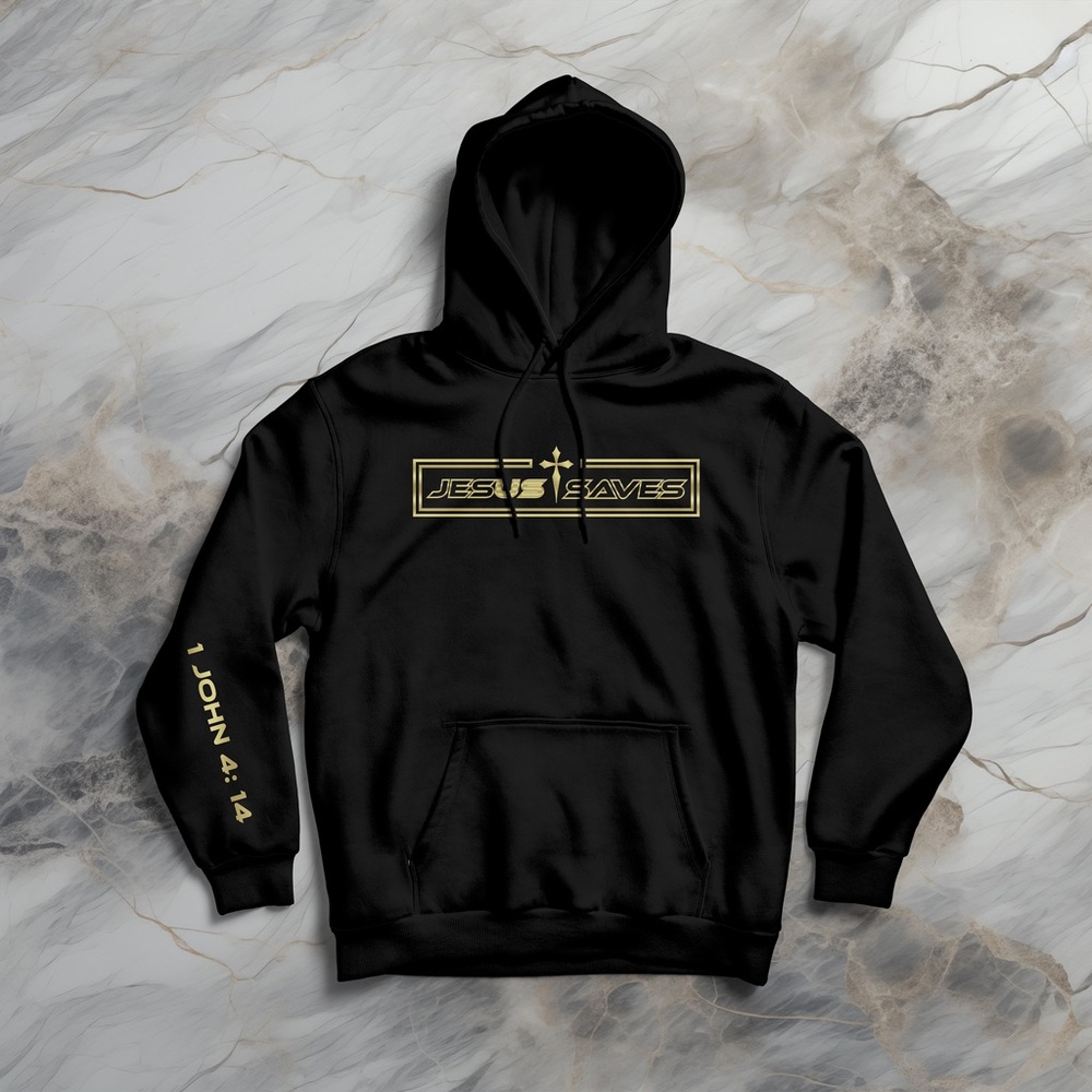 Men’s Hoodie Jesus Saves Us Christian Faith Bible Verse Sweatshirt - Picture 1 of 3